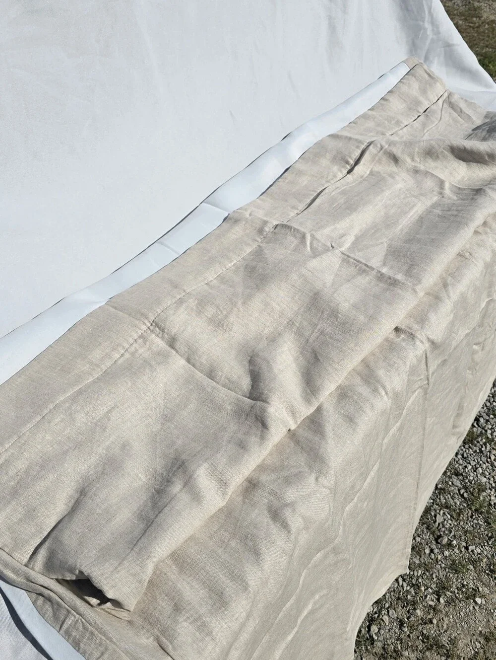 Quince European Linen True Blackout Curtain 48x84 Flax Single Panel 48
